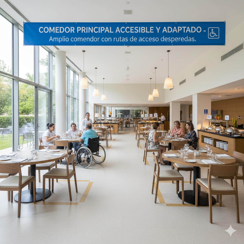 Restaurante accesible con mesas amplias