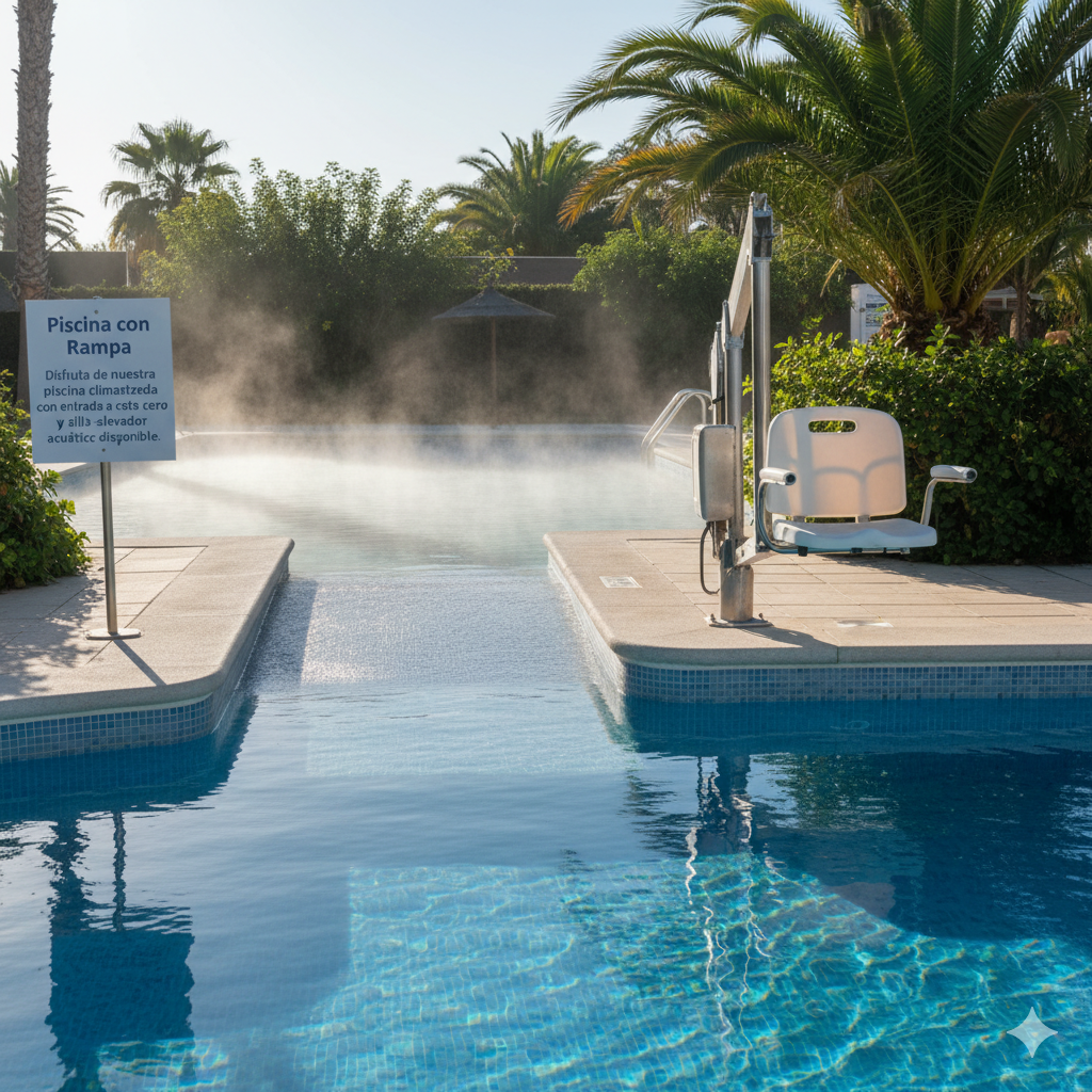 Piscina con rampa de acceso suave