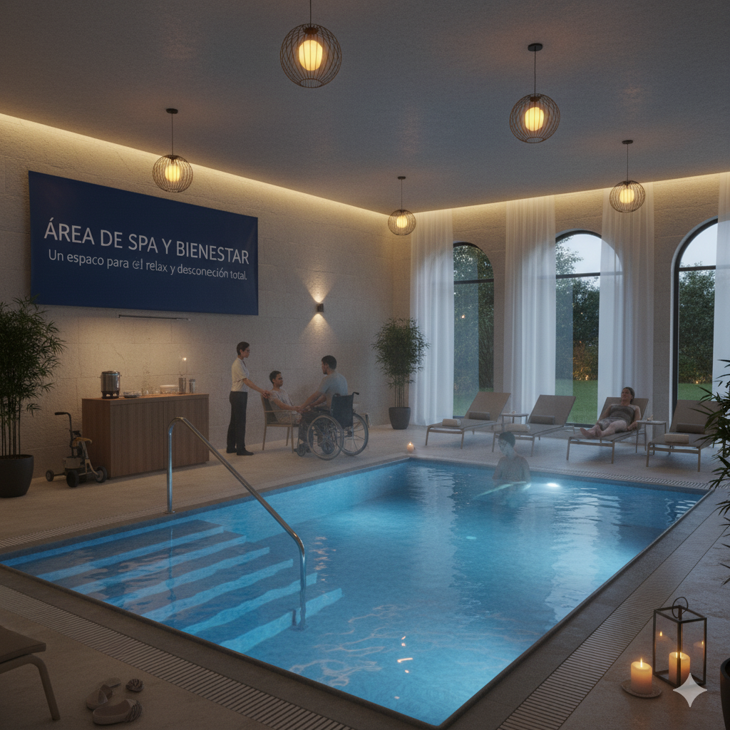 Spa con sala de relax e iluminación tenue