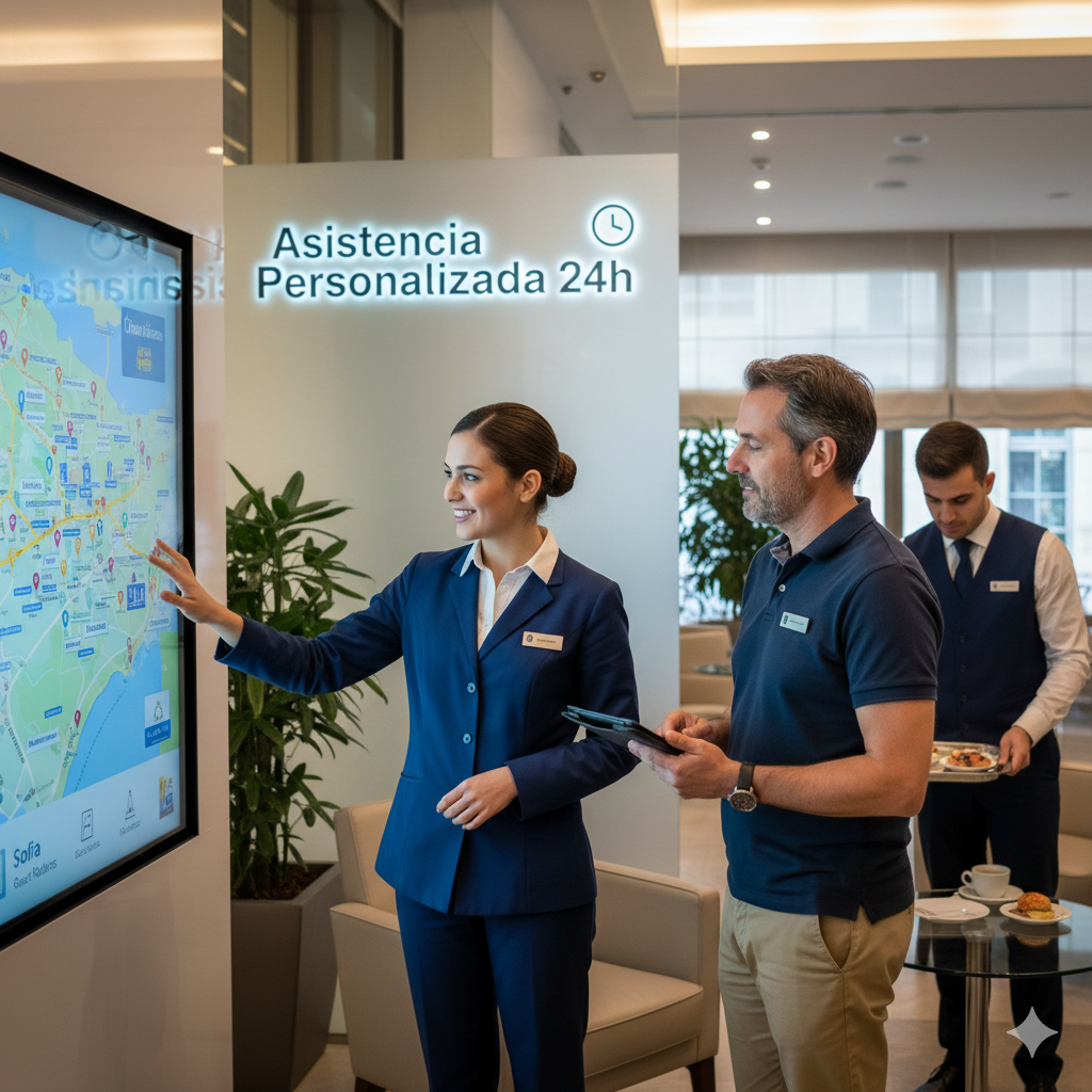 Personal asistiendo a un huésped