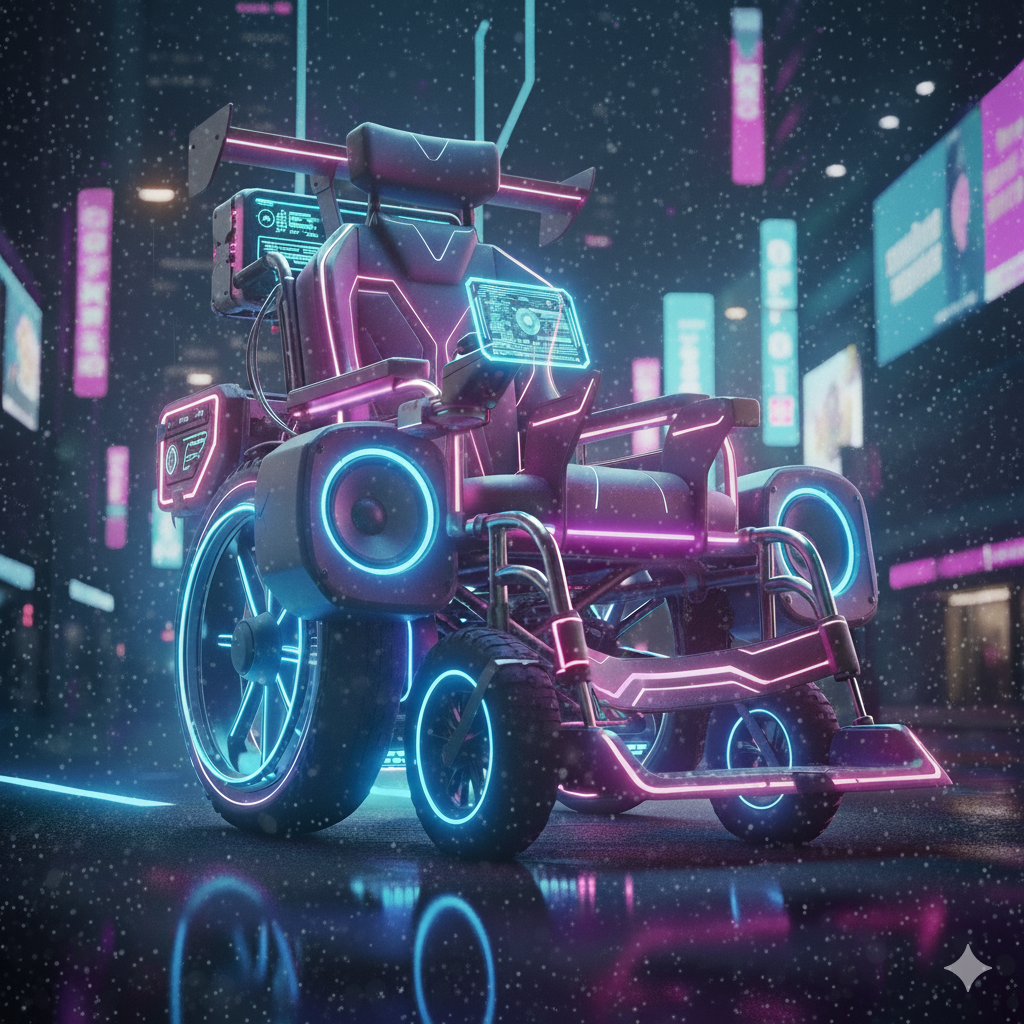 Decoración de silla de ruedas eléctrica customizada