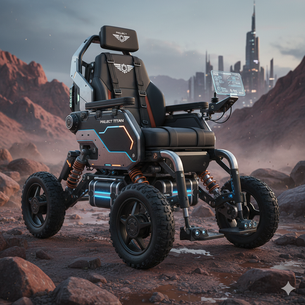 Silla de ruedas eléctrica customizada con diseño futurista