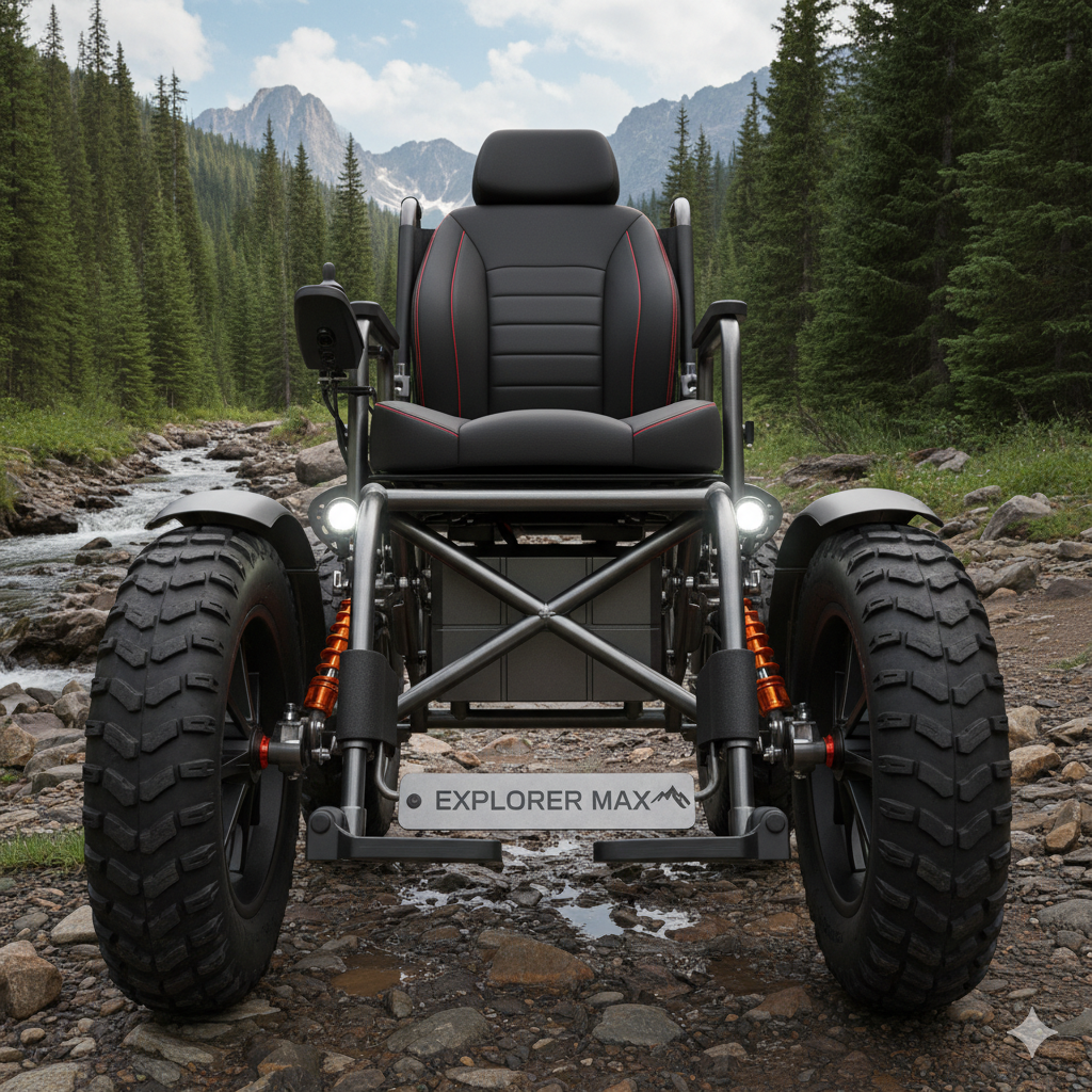 Silla de ruedas eléctrica robusta para exteriores y terrenos difíciles